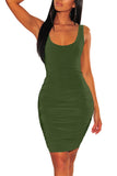 MB FASHION Sleeveless Ruched Bodycon Mini Dress with Scoop Neckline 1601 LAST XXL