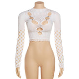 MB FASHION  Lace Crop Top with Cut-Outs and Rhinestone Accents 7626LY