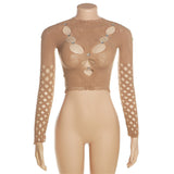 MB FASHION  Lace Crop Top with Cut-Outs and Rhinestone Accents 7626LY