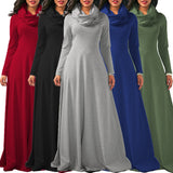 MB FASHION Elegant Long-Sleeve Maxi Dress with Cowl Neckline 3294