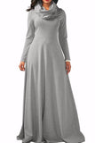MB FASHION Elegant Long-Sleeve Maxi Dress with Cowl Neckline 3294