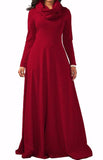 MB FASHION Elegant Long-Sleeve Maxi Dress with Cowl Neckline 3294