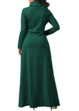 MB FASHION Elegant Long-Sleeve Maxi Dress with Pockets and Cowl Neck 4009