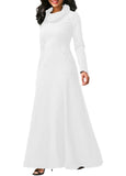 MB FASHION Elegant Long-Sleeve Maxi Dress with Pockets and Cowl Neck 4009