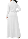 MB FASHION Elegant Long-Sleeve Maxi Dress with Pockets and Cowl Neck 4009