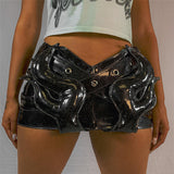 MB FASHION Metallic Mini Skirt with Crisscross Panels 5797LY