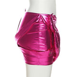 MB FASHION Metallic Mini Skirt with Crisscross Panels 5797LY