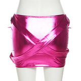 MB FASHION Metallic Mini Skirt with Crisscross Panels 5797LY