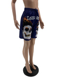 MB FASHION Skull Graphic Drawstring Shorts with Bold Text Print 6027R L-XXL