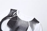 MB FASHION Graphic Print Long-Sleeve Fitted Top 5882LY