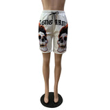 MB FASHION Skull Graphic Drawstring Shorts with Bold Text Print 6027R L-XXL