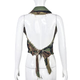 MB FASHION CAMO Cropped Sleeveless Vest with Raw Edges and Pockets 9185LY