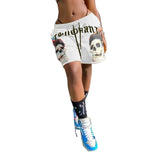MB FASHION Skull Graphic Drawstring Shorts with Bold Text Print 6027R L-XXL