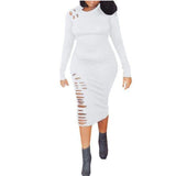 MB FASHION Bodycon Midi Dress with Cutout Details and Long Sleeves 9403