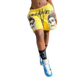 MB FASHION Skull Graphic Drawstring Shorts with Bold Text Print 6027R L-XXL