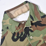 MB FASHION CAMO Cropped Sleeveless Vest with Raw Edges and Pockets 9185LY