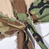 MB FASHION CAMO Cropped Sleeveless Vest with Raw Edges and Pockets 9185LY