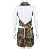 MB FASHION CAMO Cropped Sleeveless Vest with Raw Edges and Pockets 9185LY