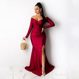MALYBGG Thigh-high Slit Sensual V-neck Formal Gown 143LY