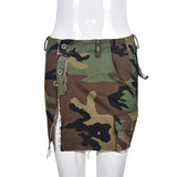 MB FASHION Distressed High-Waist Camo Camouflage Mini Skirt 9190LY