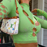 MB FASHION  Lace Crop Top with Cut-Outs and Rhinestone Accents 7626LY