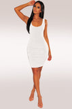 MB FASHION Sleeveless Ruched Bodycon Mini Dress with Scoop Neckline 1601 LAST XXL