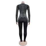 MALYBGG V-neck Mesh Sequin Long Sleeve Jumpsuit 6875-1LY