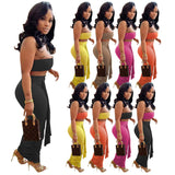 MB FASHION One-Shoulder Bandeau Top with Tie Detail Midi Skirt Set 6615T