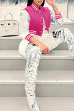 MB FASHION Metallic Sleeve Varsity Jacket with 'THAT GIRL' Appliqué 3900LY