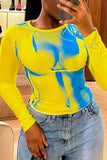 MB FASHION Graphic Print Long-Sleeve Fitted Top 5882LY