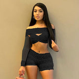 MALYBGG Off-Shoulder Lace Top and Shorts 092LY