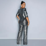 MALYBGG Sexy Short Sleeve Sequin Party Jumpsuit 900991LY