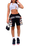 MB FASHION Skull Graphic Drawstring Shorts with Bold Text Print 6027R L-XXL