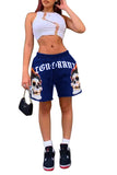 MB FASHION Skull Graphic Drawstring Shorts with Bold Text Print 6027R L-XXL