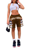 MB FASHION Skull Graphic Drawstring Shorts with Bold Text Print 6027R L-XXL