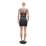 MALYBGG Spaghetti Strap Sequined Fringed Bodycon A-Line Dress 900786LY