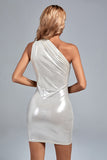 MB FASHION One-Shoulder Shiny Mini Dress - Elegant Party Outfit 9917LY