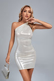 MB FASHION One-Shoulder Shiny Mini Dress - Elegant Party Outfit 9917LY