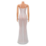MALYBGG Mesh Halter Neck Dress Adorned with Sparkling Rhinestones 6793LY