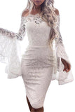 MB FASHION Off-Shoulder Patterned Dress with Bell Sleeves 1015 SIZE RUN SMALL