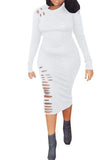 MB FASHION Bodycon Midi Dress with Cutout Details and Long Sleeves 9403