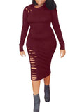 MB FASHION Bodycon Midi Dress with Cutout Details and Long Sleeves 9403