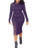 MB FASHION Bodycon Midi Dress with Cutout Details and Long Sleeves 9403