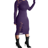 MB FASHION Bodycon Midi Dress with Cutout Details and Long Sleeves 9403
