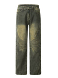 MALYBGG Nailing the Trend with Yellow Mud Wash on Straight-Leg Jeans 3829LY