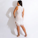 MALYBGG Sensual Net and Rhinestone-Adorned Bodycon Dress for Women 6870LY