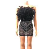 MALYBGG Rhinestone-Embellished Mesh Wrap Bustier Dress for a Sexy Look 6912LY