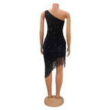 MALYBGG Bodycon Dress with Tassel and Bead Embellishments for a Sexy Look 6936LY