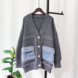MALYBGG Loose-Fit Patchwork Knit Cardigan 190LY