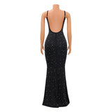 MALYBGG Fashion-Forward Rhinestone and Beaded Strappy Dress for a Sexy Look 6561LY